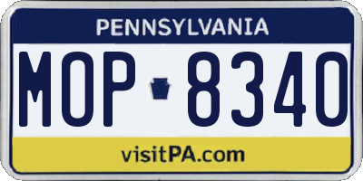 PA license plate MOP8340