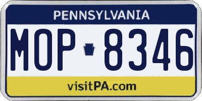 PA license plate MOP8346