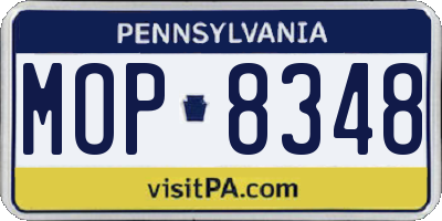 PA license plate MOP8348