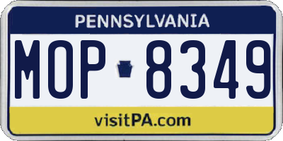 PA license plate MOP8349