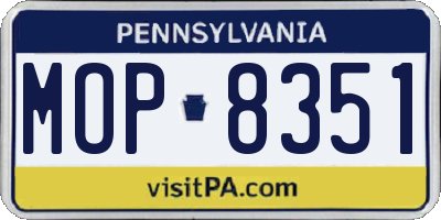 PA license plate MOP8351