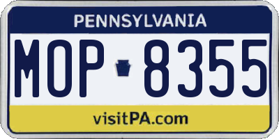 PA license plate MOP8355