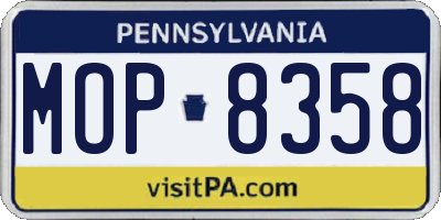 PA license plate MOP8358