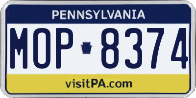PA license plate MOP8374