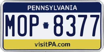 PA license plate MOP8377