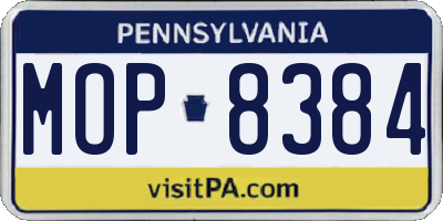 PA license plate MOP8384