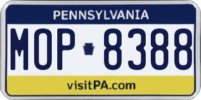 PA license plate MOP8388