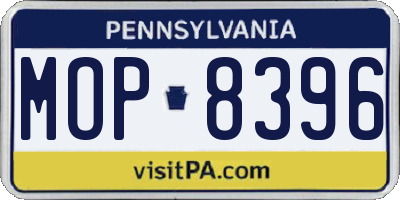 PA license plate MOP8396
