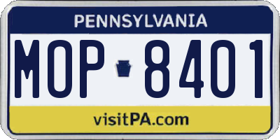PA license plate MOP8401