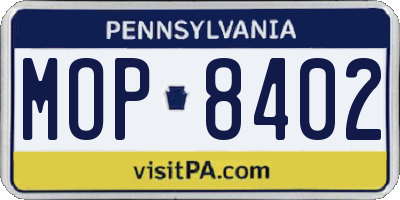 PA license plate MOP8402
