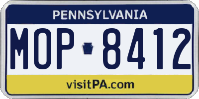 PA license plate MOP8412