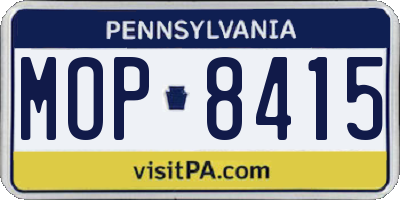 PA license plate MOP8415