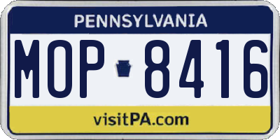 PA license plate MOP8416