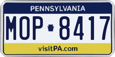 PA license plate MOP8417