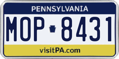 PA license plate MOP8431