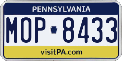 PA license plate MOP8433
