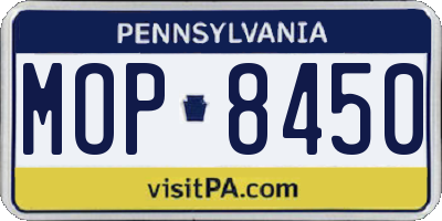 PA license plate MOP8450
