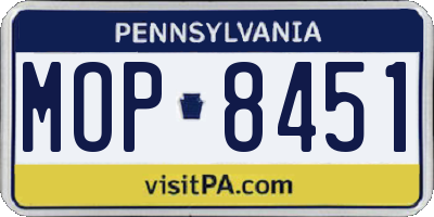 PA license plate MOP8451