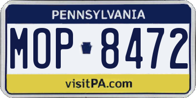 PA license plate MOP8472