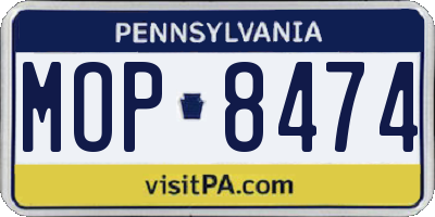 PA license plate MOP8474