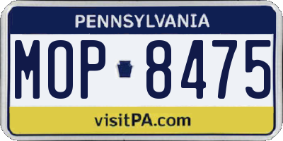 PA license plate MOP8475