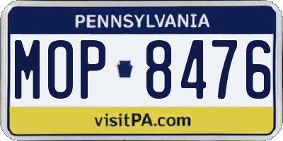 PA license plate MOP8476
