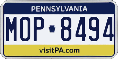 PA license plate MOP8494