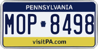 PA license plate MOP8498