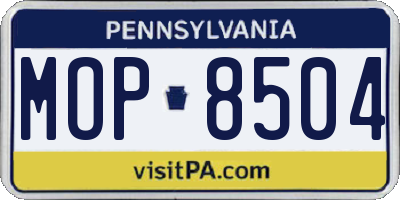 PA license plate MOP8504