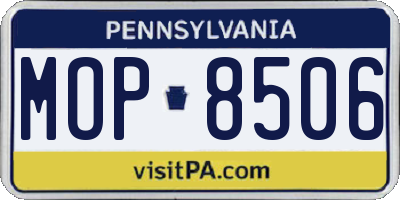 PA license plate MOP8506