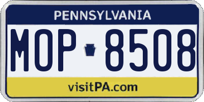 PA license plate MOP8508