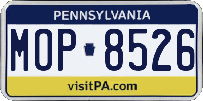 PA license plate MOP8526