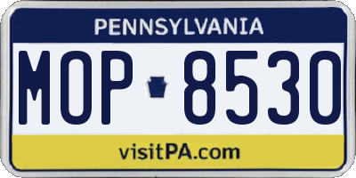 PA license plate MOP8530