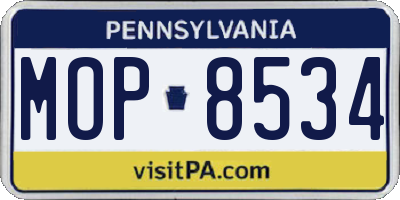 PA license plate MOP8534
