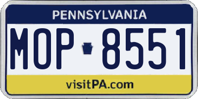 PA license plate MOP8551