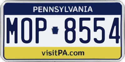 PA license plate MOP8554