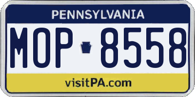 PA license plate MOP8558