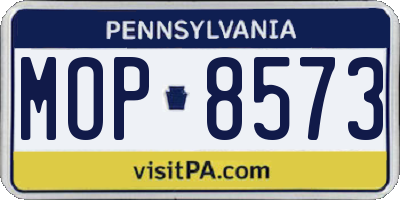 PA license plate MOP8573