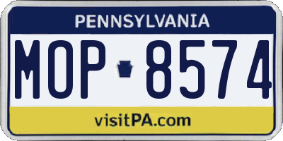 PA license plate MOP8574