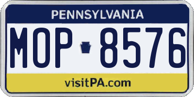 PA license plate MOP8576