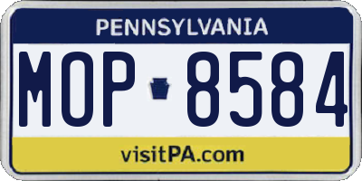 PA license plate MOP8584