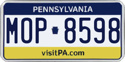 PA license plate MOP8598