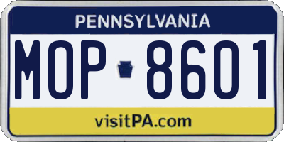 PA license plate MOP8601