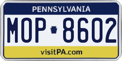 PA license plate MOP8602
