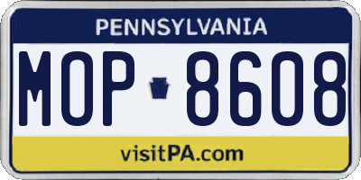 PA license plate MOP8608