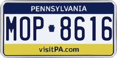 PA license plate MOP8616