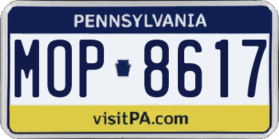 PA license plate MOP8617