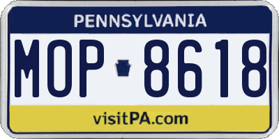 PA license plate MOP8618