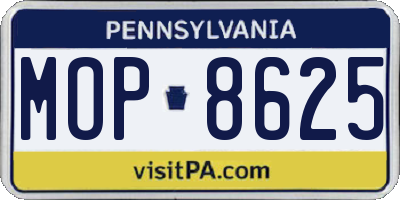 PA license plate MOP8625
