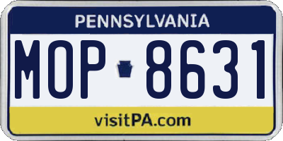 PA license plate MOP8631